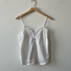 Abercrombie & Fitch White Lace Striped Cami